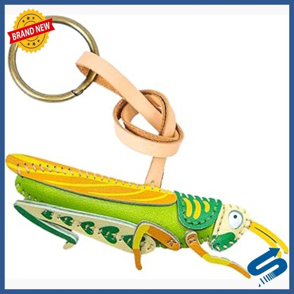 Vegan Leather Keychain Charm Hand-Sewn for Bags Car Backpack Decoration